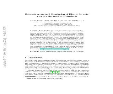 Paper thumbnail for Reconstruction and Simulation of Elastic Objects with Spring-Mass 3D Gaussians