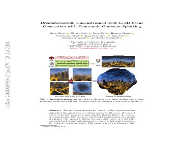 Paper thumbnail for DreamScene360: Unconstrained Text-to-3D Scene Generation with Panoramic Gaussian Splatting