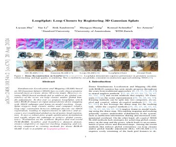 Paper thumbnail for LoopSplat: Loop Closure by Registering 3D Gaussian Splats