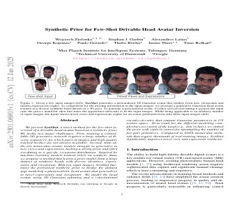 Paper thumbnail for Synthetic Prior for Few-Shot Drivable Head Avatar Inversion