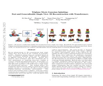 Paper thumbnail for Triplane Meets Gaussian Splatting: Fast and Generalizable Single-View 3D Reconstruction with Transformers